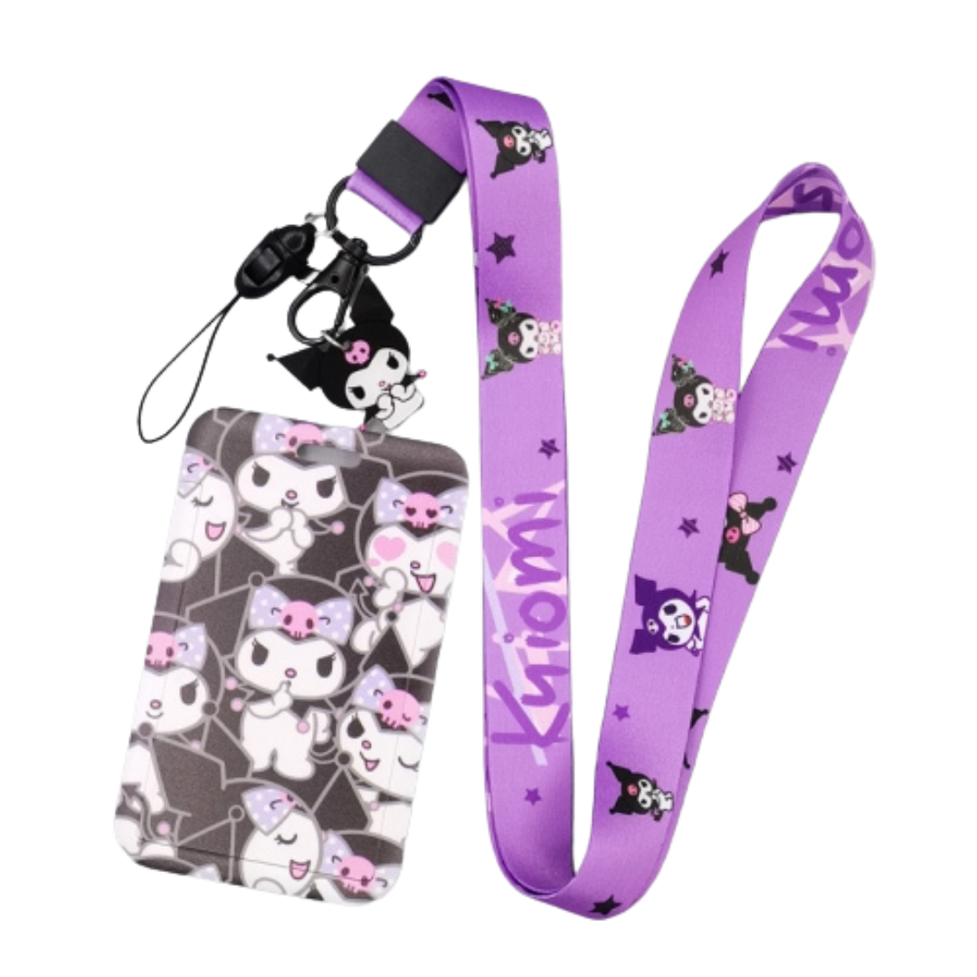 Kuromi Purple Bow ID Card and Lanyard