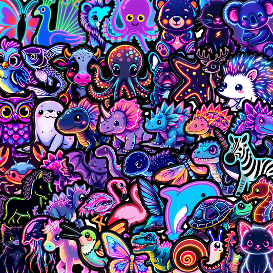 Neon Animals 50 Pack Stickers