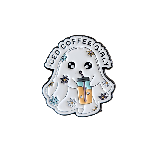 Iced Coffee Girly Ghost Enamel Pin