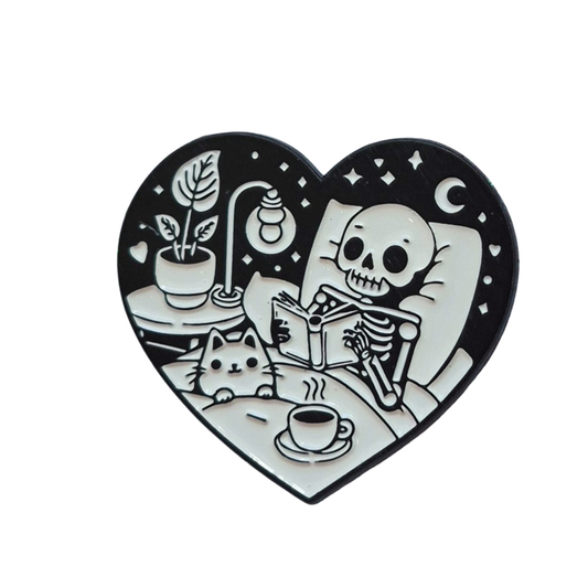 I Heart Skeleton Nights Enamel Alloy Pin