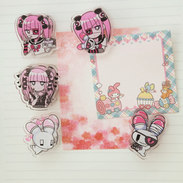 Gothic Bunny & Girl Acrylic Paper Clamps