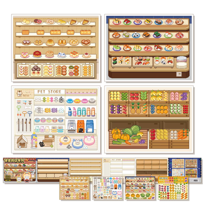 Pixel Store Scene Sticker Book