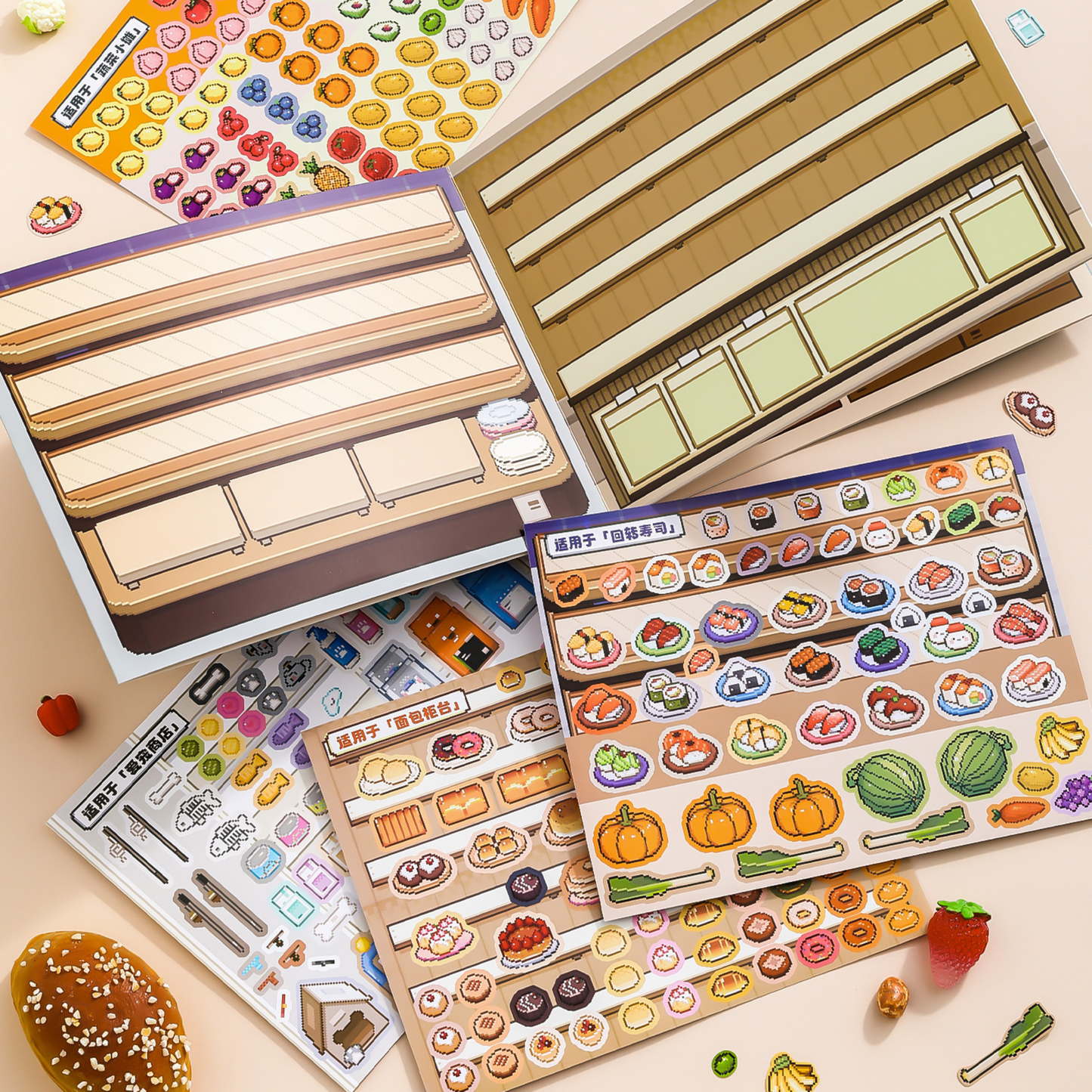 Pixel Store Scene Sticker Book