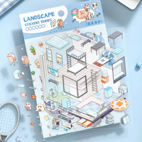 Blue Dormitory Isometric Sticker Scene