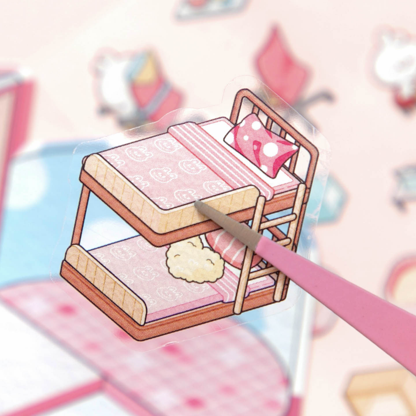 Pink Dormitory Isometric Sticker Scene