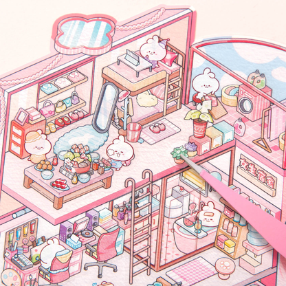 Pink Dormitory Isometric Sticker Scene