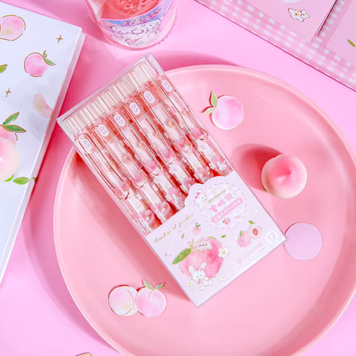 Sweet Bunny Peaches 6 Pack Pen Set