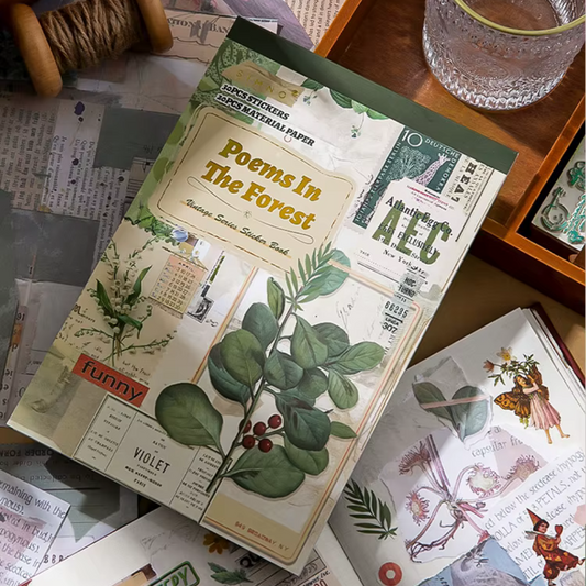 Poems In The Forest Vintage Sticker and Paper Book