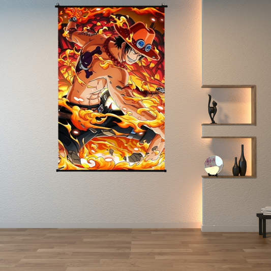 One Piece Portgas D Ace Wall Scroll