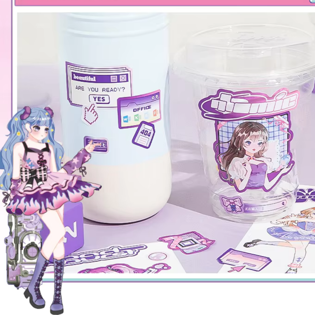 Purple Dreams Anime Girl Sticker Book