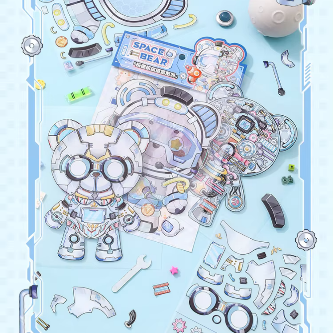 Space Bear Jumbo Isometric Sticker Scene