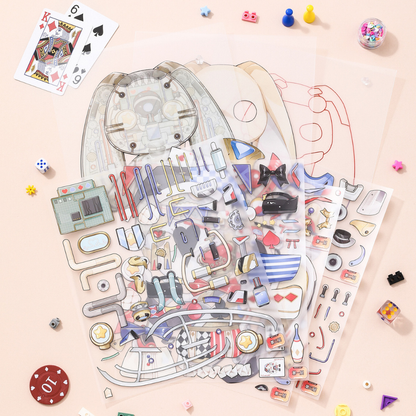 Steampunk Rabbit Jumbo Isometric Sticker Scene