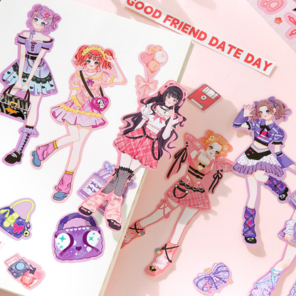 Pink Party Anime Girl Sticker Book