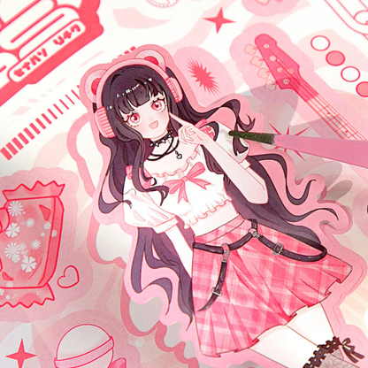 Pink Party Anime Girl Sticker Book