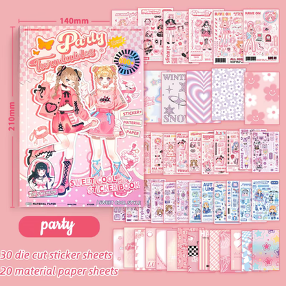 Pink Party Anime Girl Sticker Book