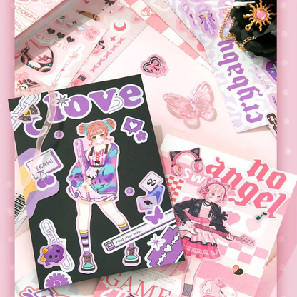 Pink Party Anime Girl Sticker Book