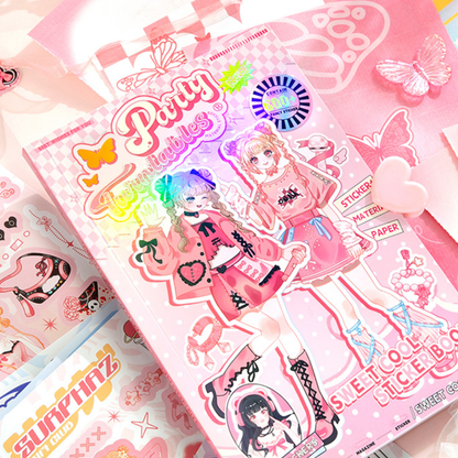 Pink Party Anime Girl Sticker Book
