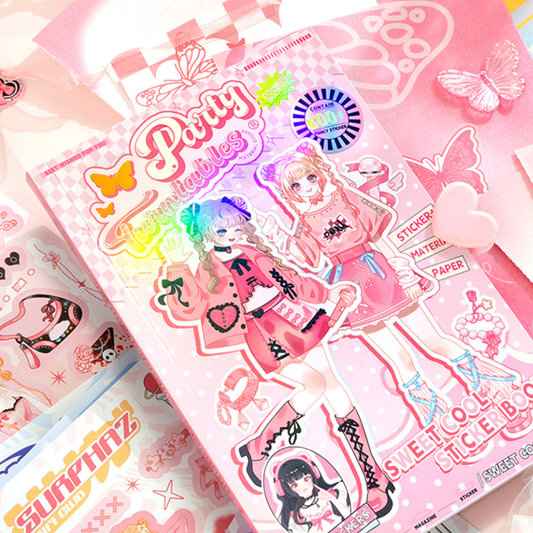 Pink Party Anime Girl Sticker Book