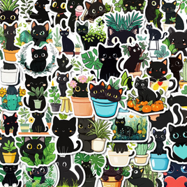 Black Cat Plant Attack 50 Piece Sticker Pack
