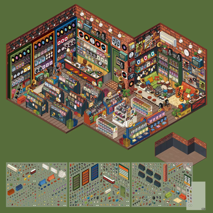Store Manager Isometric Sticker Scene