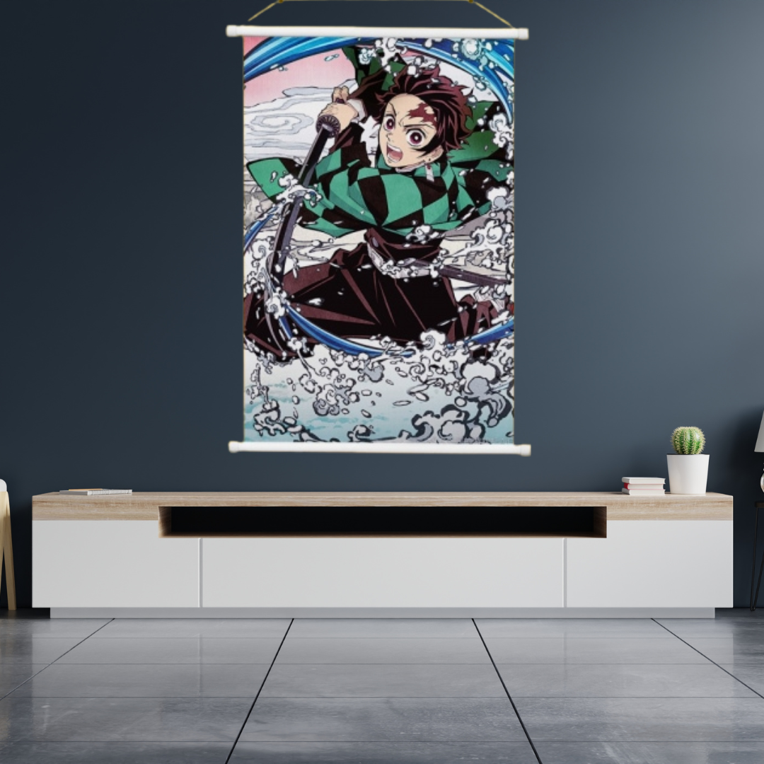 Demon Slayer Tanjiro Water Breathing Wall Scroll